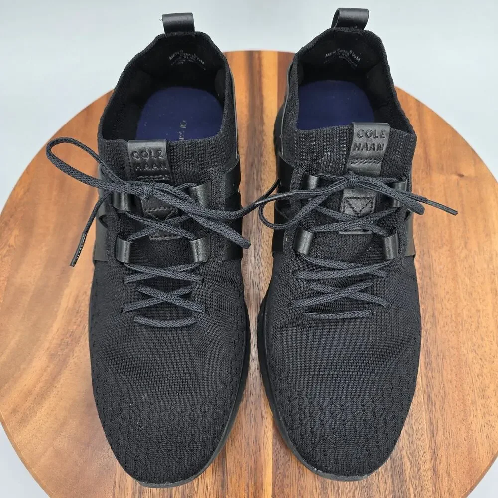 Cole Haan Grand Motion Shoes Mens 8.5 M Triple Black Stitchlite Leather Sneakers